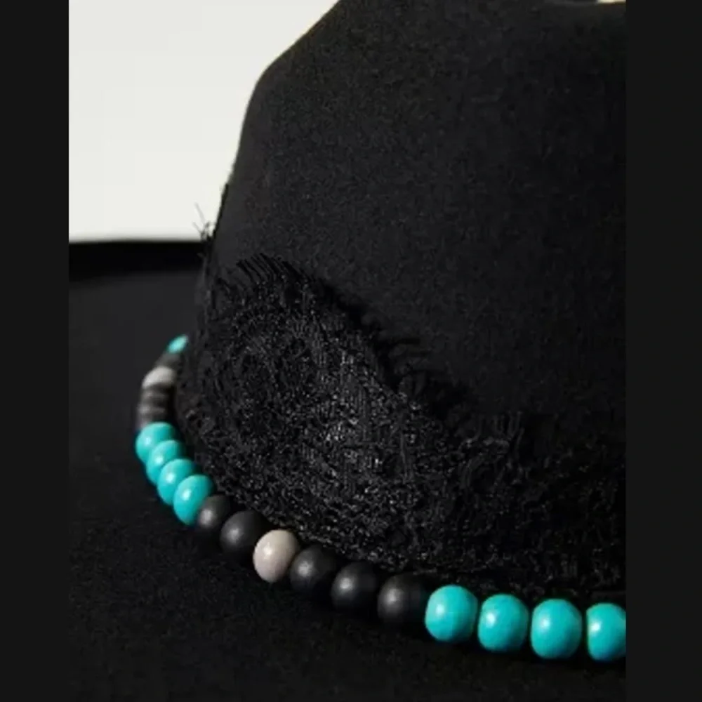 Anthropologie San Diego Lace a rancher a hat Gun smoke One Size New with tags